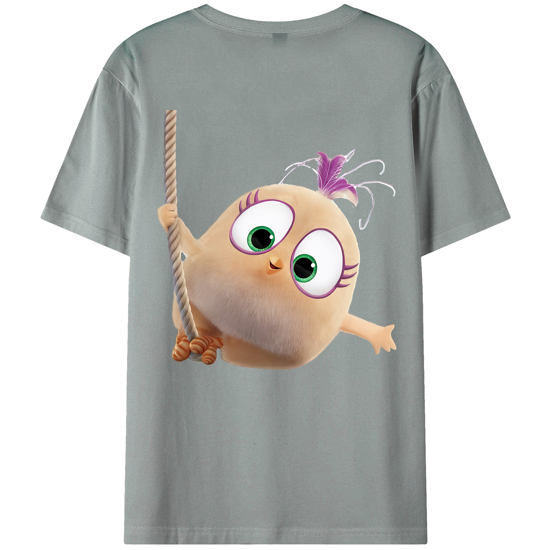 （画像用） Angry Birds アングリーバード 綿100％ メンズ半袖Tシャツ（バックプリント） 通気性
